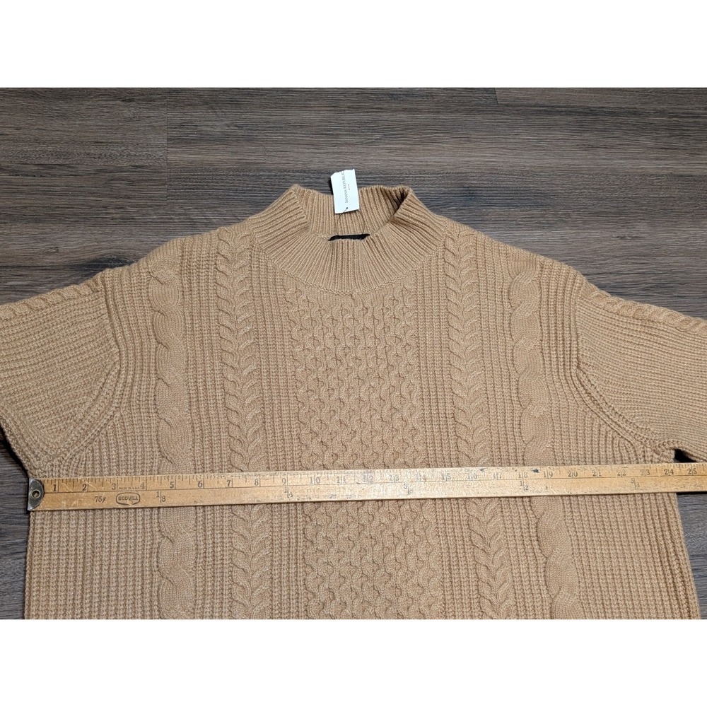 Banana Republic Womens XL Cable‎ Knit Mock Neck Sweater Dress Tan - Picture 3 of 7